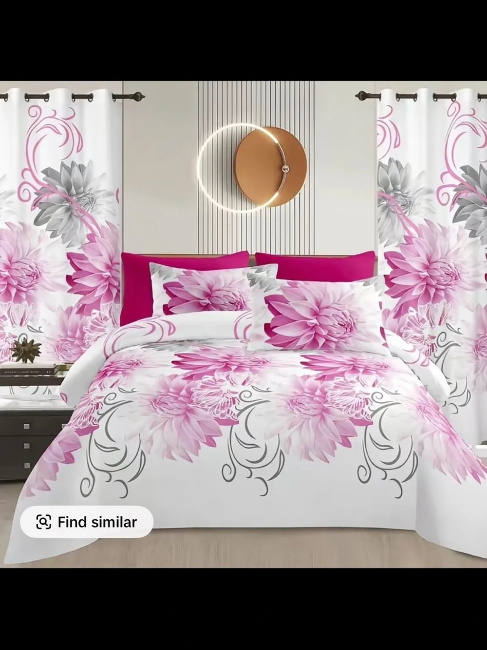 Pink Floral Duvet Cover Set with Pillow Shams -
